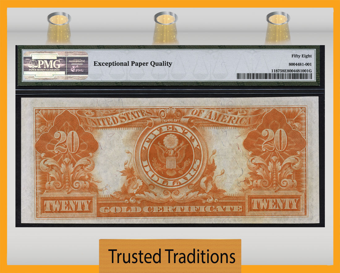 TT FR 1187 1922 $20 GOLD CERTIFICATE PMG 58 EPQ CHOICE ABOUT UNCIRCULATED