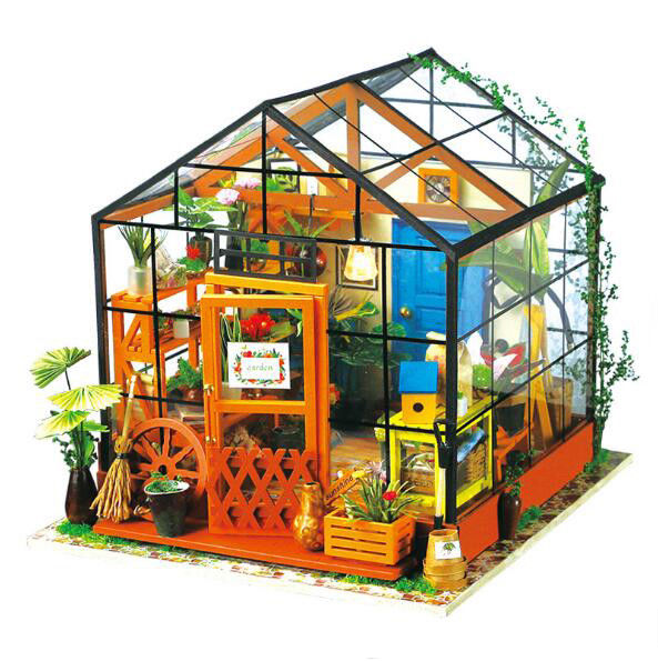 DIY 3D House Mini Wooden Flower Dollhouse With Furniture Kit Light Creative Gift