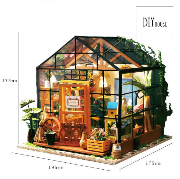 DIY 3D House Mini Wooden Flower Dollhouse With Furniture Kit Light Creative Gift