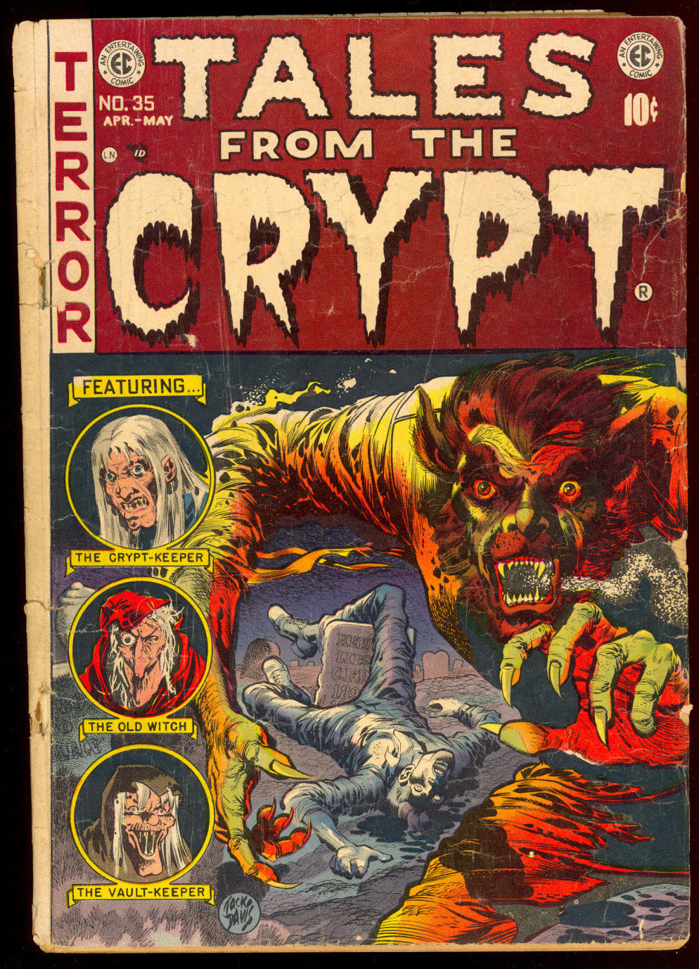 TALES FROM THE CRYPT #35 CLASSIC JACK DAVIS WEREWOLF COVER EC COMICS