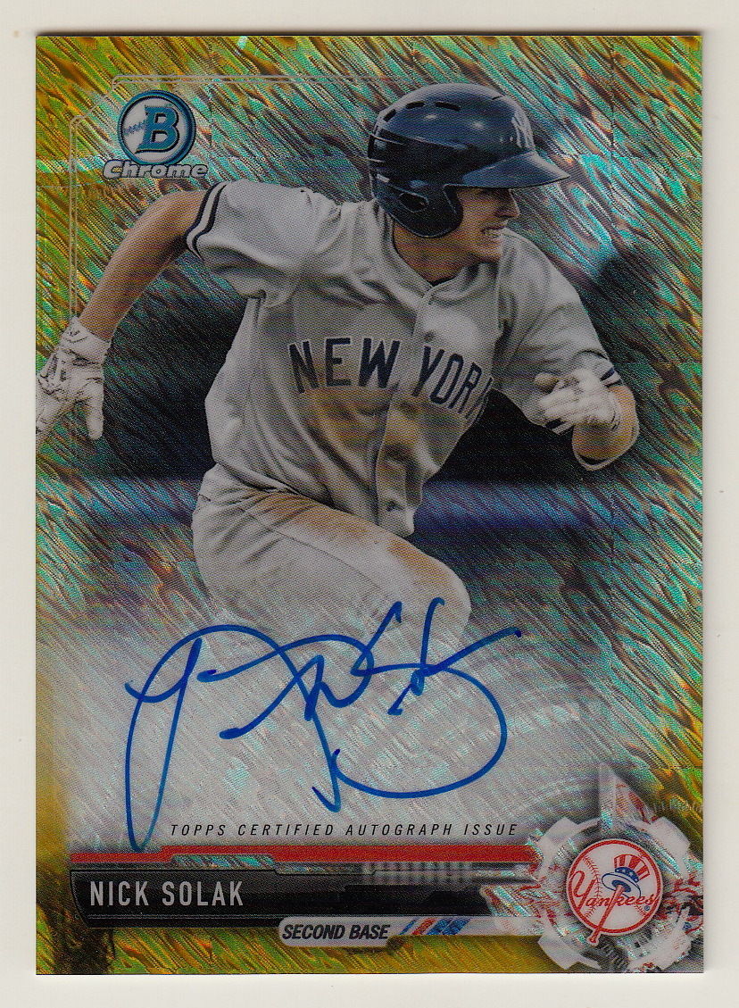 2017 Bowman Chrome Gold Shimmer Refractor Nick Solak Auto RC Rookie Card /50