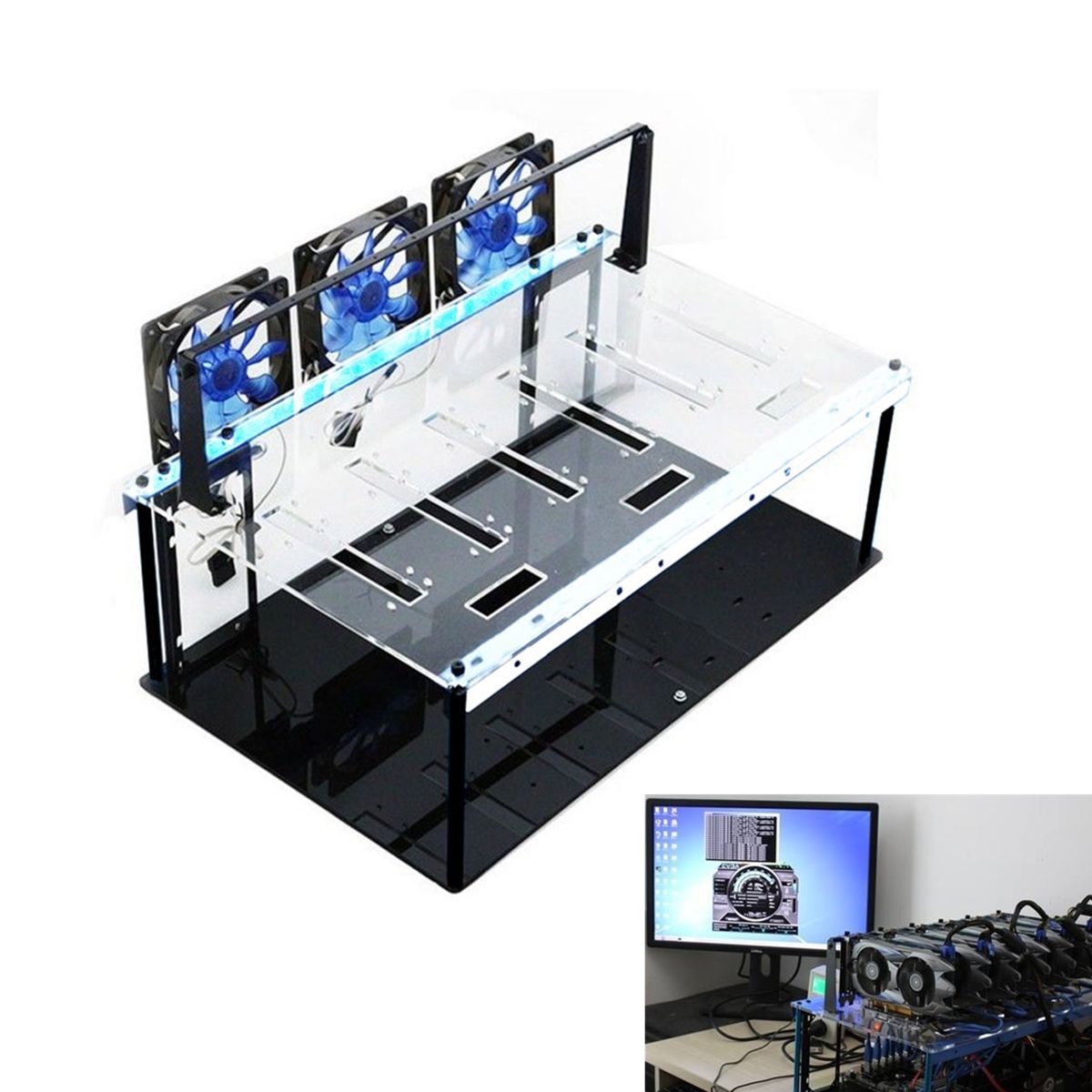 Crypto Coin Bitcoin Open Air Mining Rig Frame Case For 6 GPU ETH BTC Ethereum