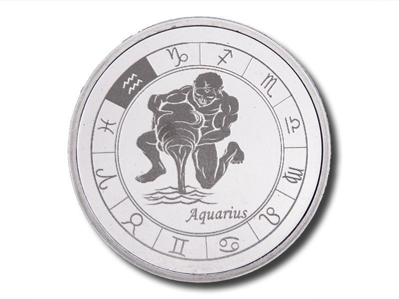 Zodiac-Horoscope "AQUARIUS" 1 oz .999 Fine Silver BU Round in Air-Tite Capsule !