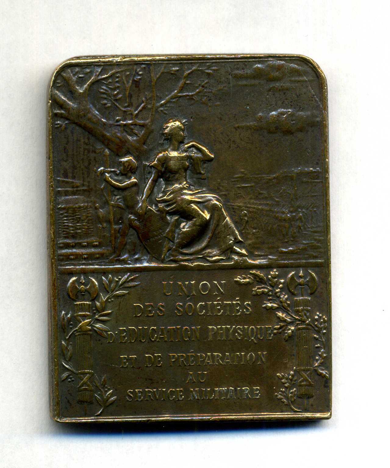 Art medal bronze plaque Military Service Preparation by H Dubois