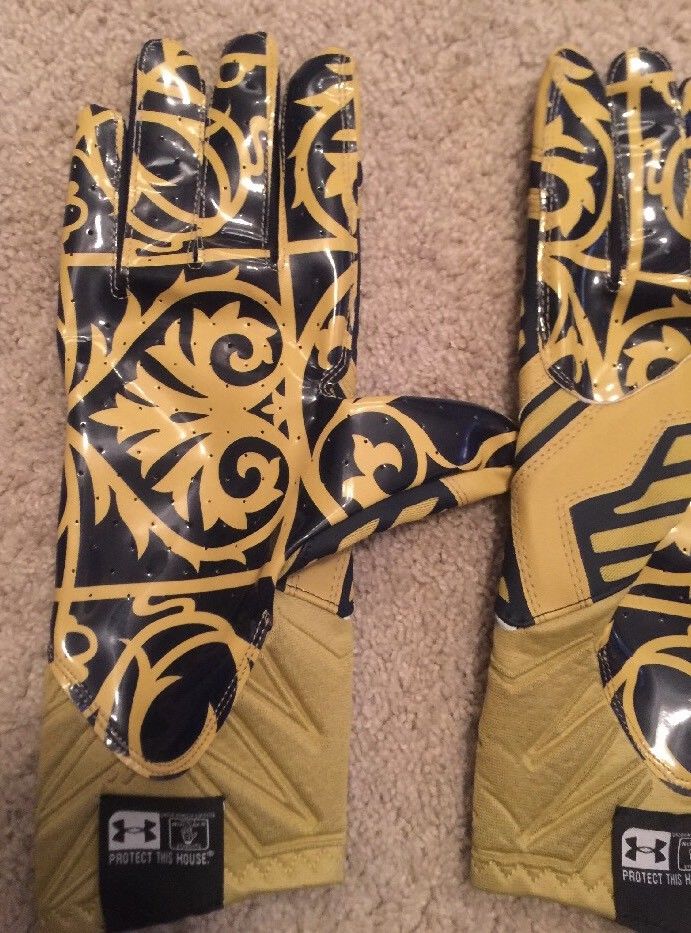 NEW 2014 TEAM ISSUED NOTRE DAME FOOTBALL SHAMROCK SERIES UNDER ARMOUR GLOVES 2XL