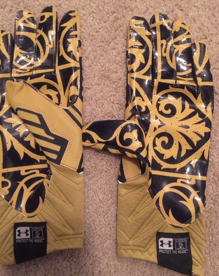 NEW 2014 TEAM ISSUED NOTRE DAME FOOTBALL SHAMROCK SERIES UNDER ARMOUR GLOVES 2XL