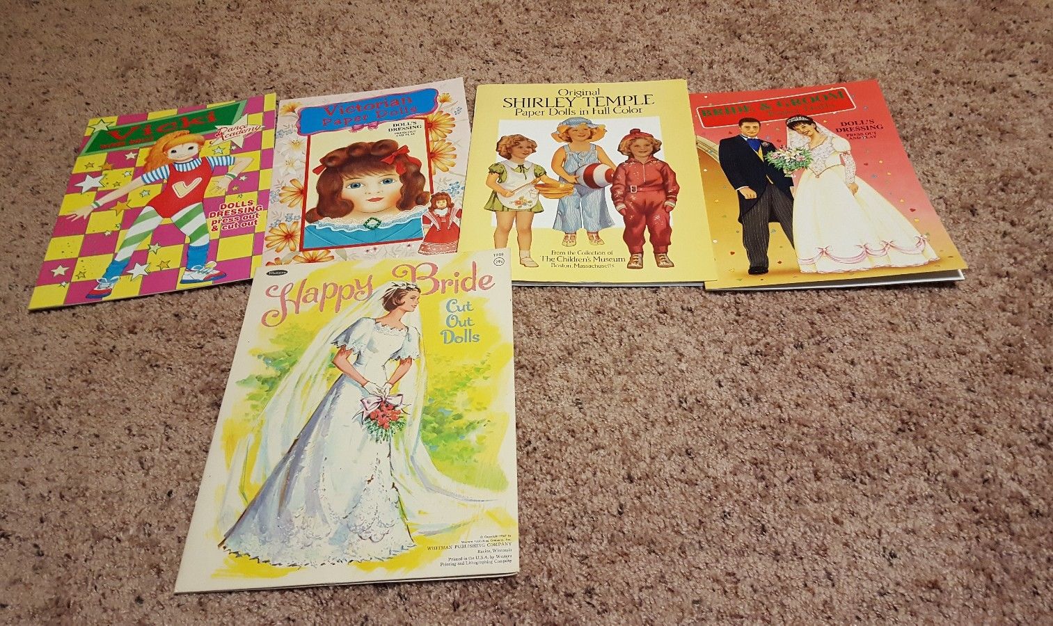 Lot of 5 Paper Dolls Uncut and Cut includes Shirley Temple