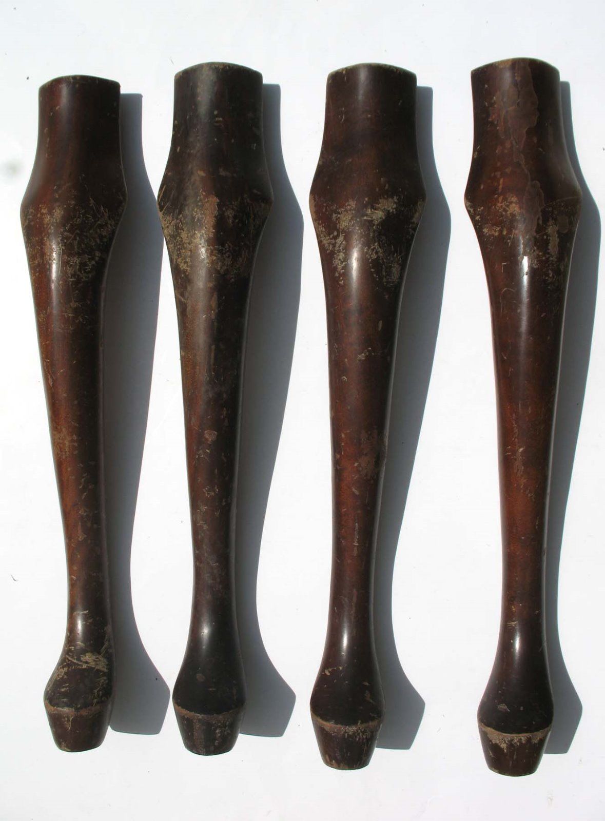 Set of 4 matching Mahogany Queen Anne style Furniture Table Legs -  20 1/2" tall