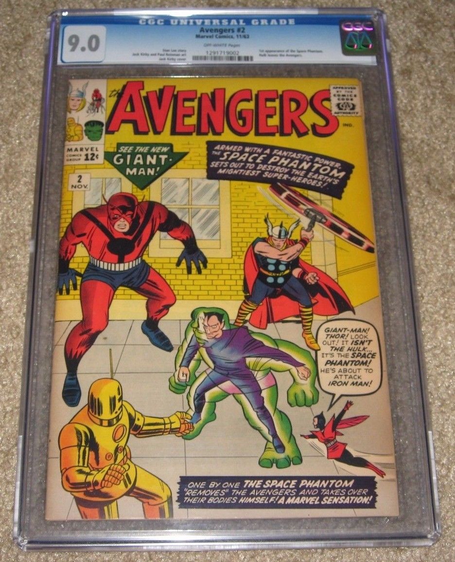 Avengers #2 CGC 9.0 OW Origin & 1st App Space Phantom Hulk Thor Iron Man Wasp