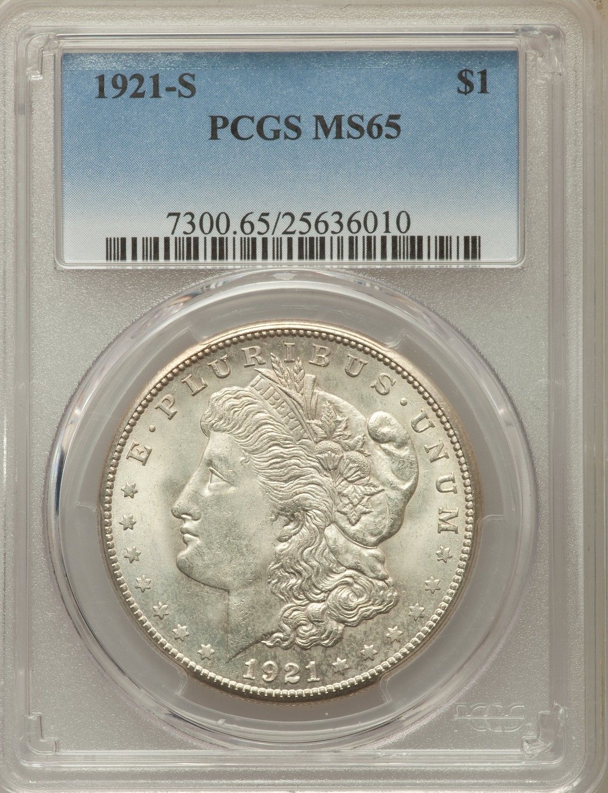 1921-S US Morgan Silver Dollar $1 - PCGS MS65