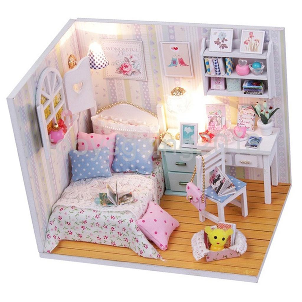 DIY Miniature Project Kit Wooden Dolls House + Furniture Adalelle's Room