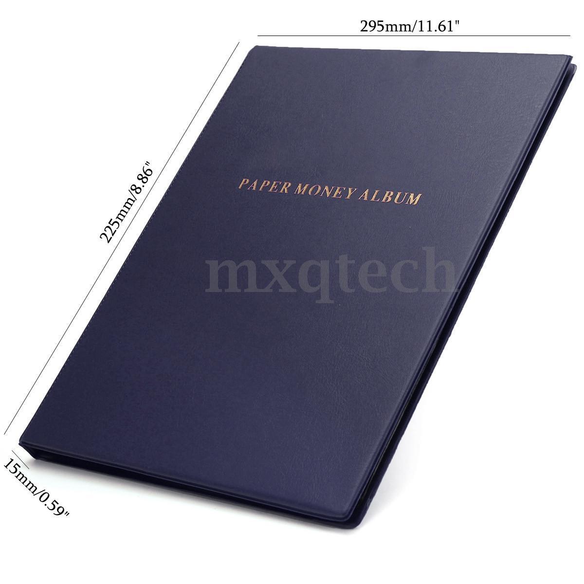 60 Pockets Leather Notes Album Banknote Paper Money Collection Stamps Book Color