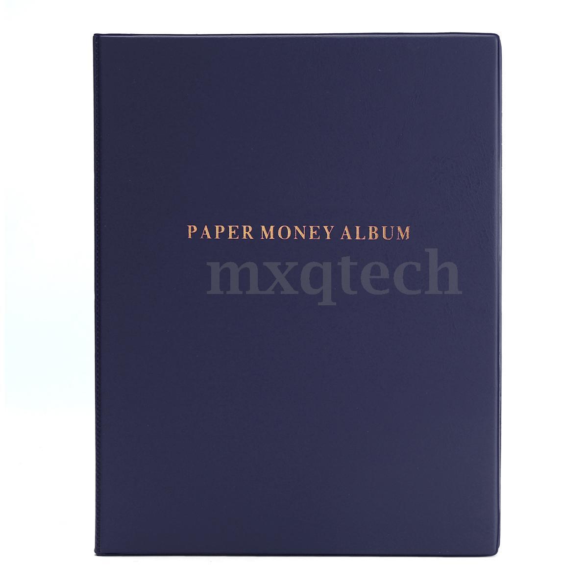 60 Pockets Leather Notes Album Banknote Paper Money Collection Stamps Book Color