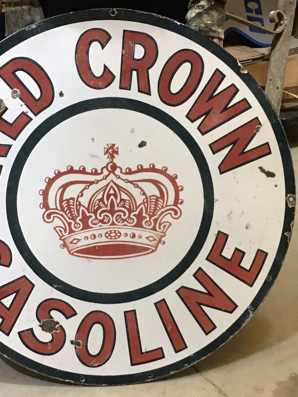 ORIGINAL RED CROWN Ohio SOHIO CA NE ? 30" DSP Vintage PORCELAIN Sign OLD GAS Oil