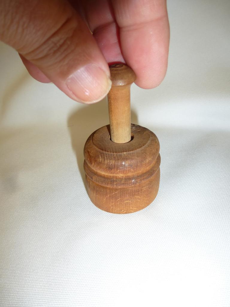 Antique Vintage Small Wooden BUTTER STAMP MOLD PRESS Hand Carved Floral Primitiv