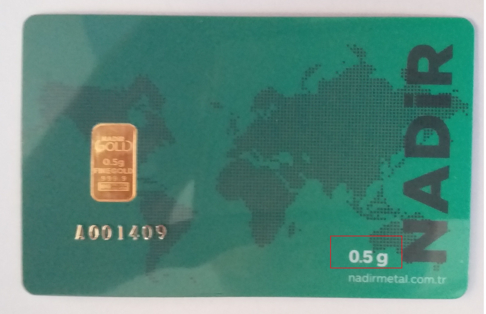 0.5 gram gold bar 1/2 gram Gold Bar .9999 Fine 24 karat Nadir gold