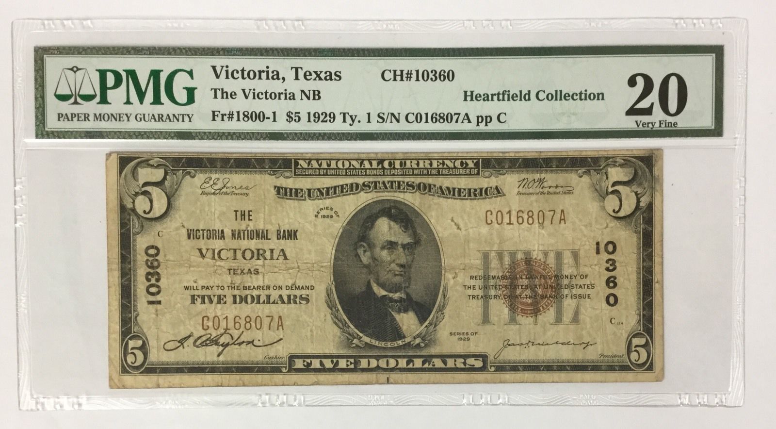 1929 $5 Victoria Texas !!! PMG VERY FINE VF 20 ~ CH# 10360 ~ FR#1800-1 ~ Type 1