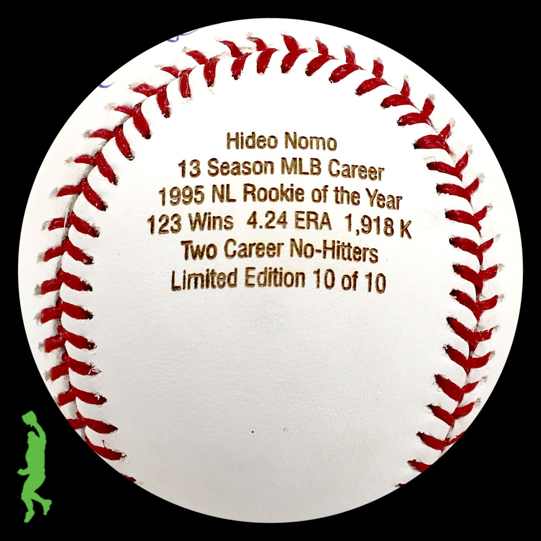 HIDEO NOMO AUTOGRAPHED SIGNED CAREER STAT BASEBALL BALL DODGERS JSA COA LOA