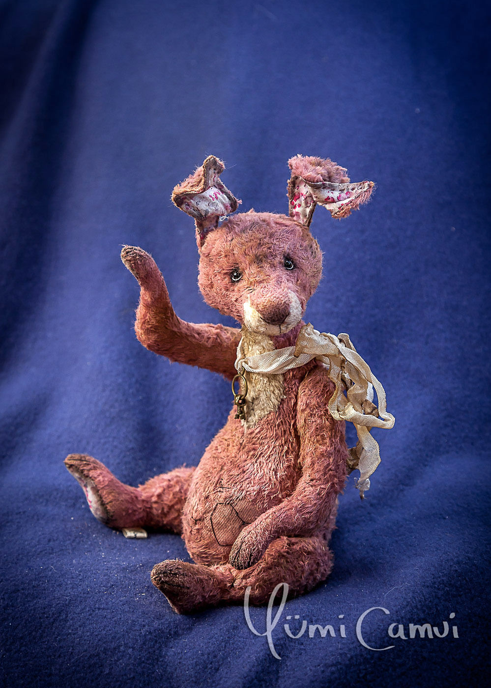 Cute Vintage jointed artist Teddy Bear Bunny Rabbit OOAK handmade by Yumi Camui