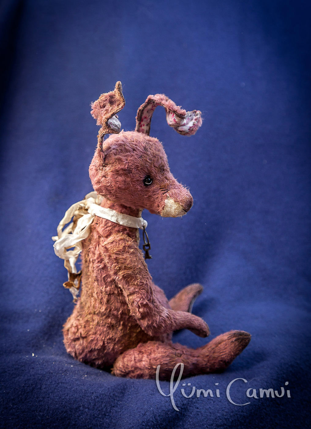 Cute Vintage jointed artist Teddy Bear Bunny Rabbit OOAK handmade by Yumi Camui