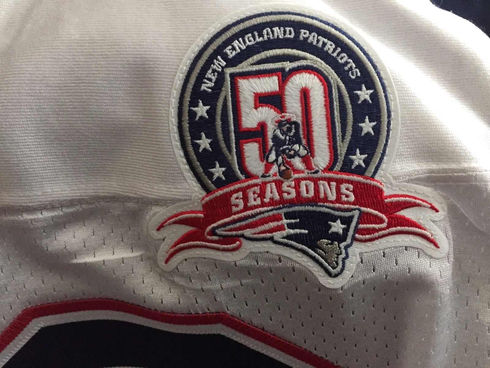 2009 New Englands Patriots 50th Season Authentic NFL Game Worn/Used Jersey