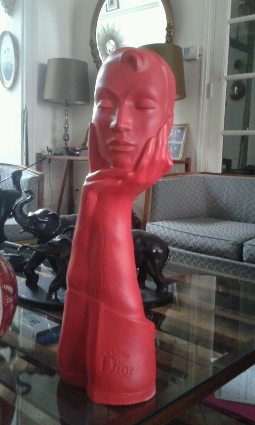 Rare RED Mannequin La Femme Head Art Deco Dior Display shop pop art mid century