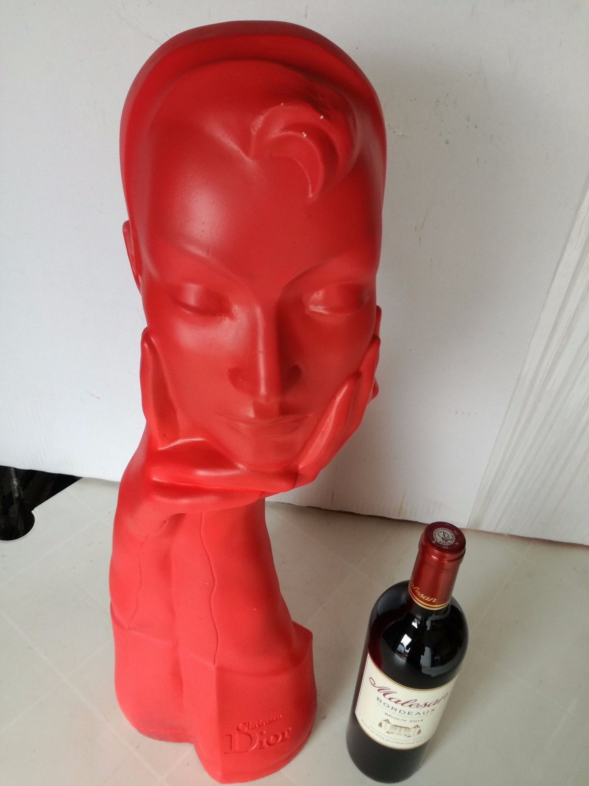 Rare RED Mannequin La Femme Head Art Deco Dior Display shop pop art mid century