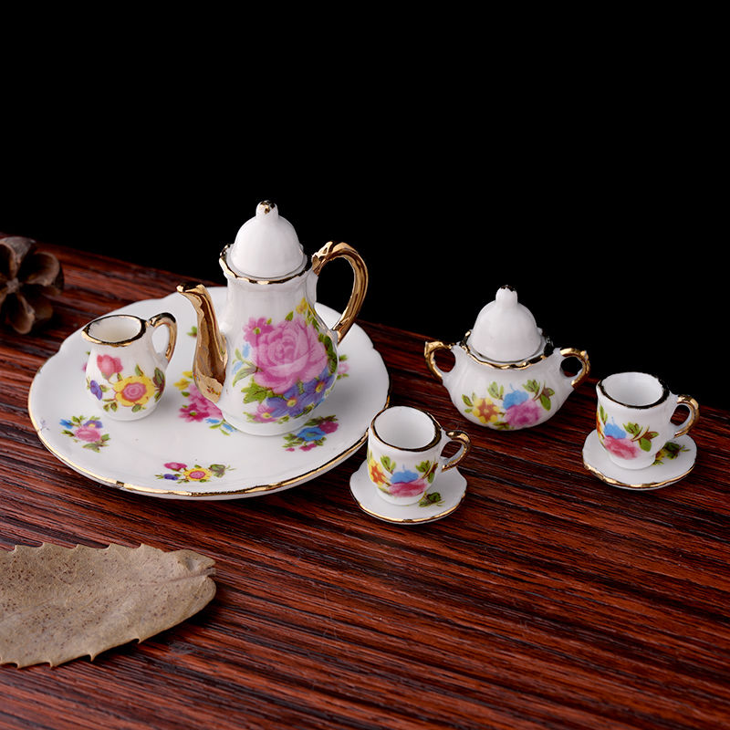 1:12 Porcelain Tea Set For Miniature Dollhouse Accessory Decor DIY