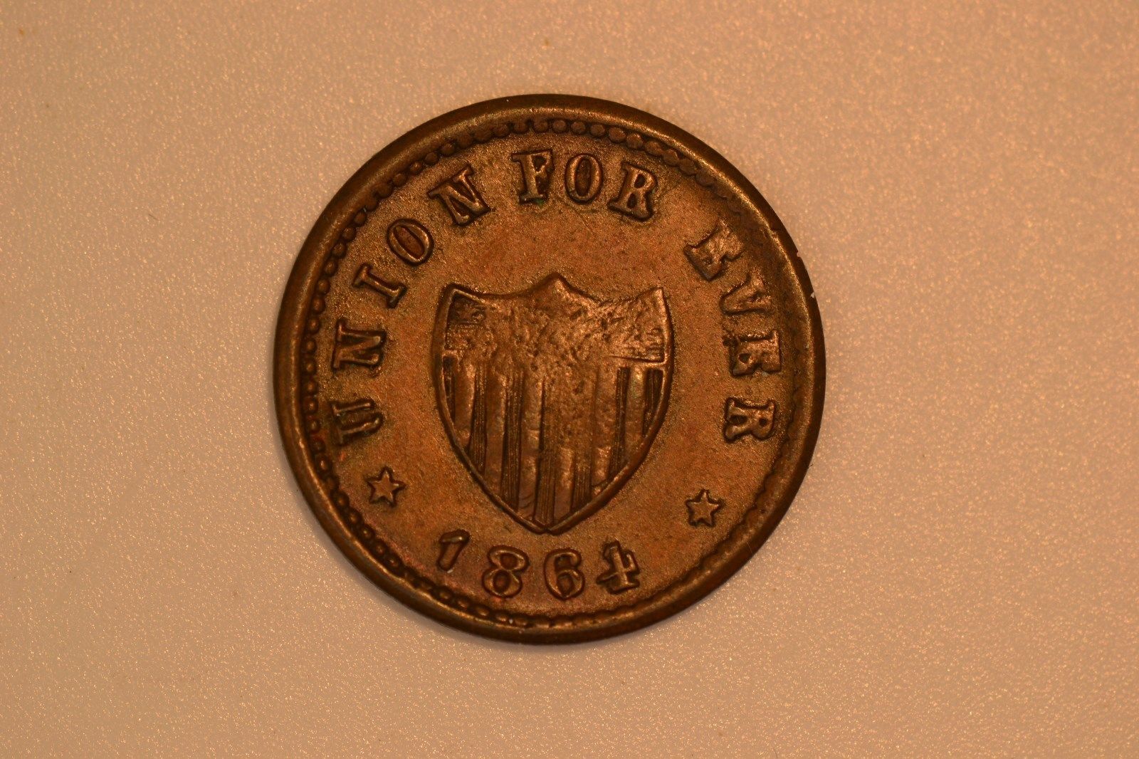 1864 Civil War Token- Union For Ever- Brown BU.