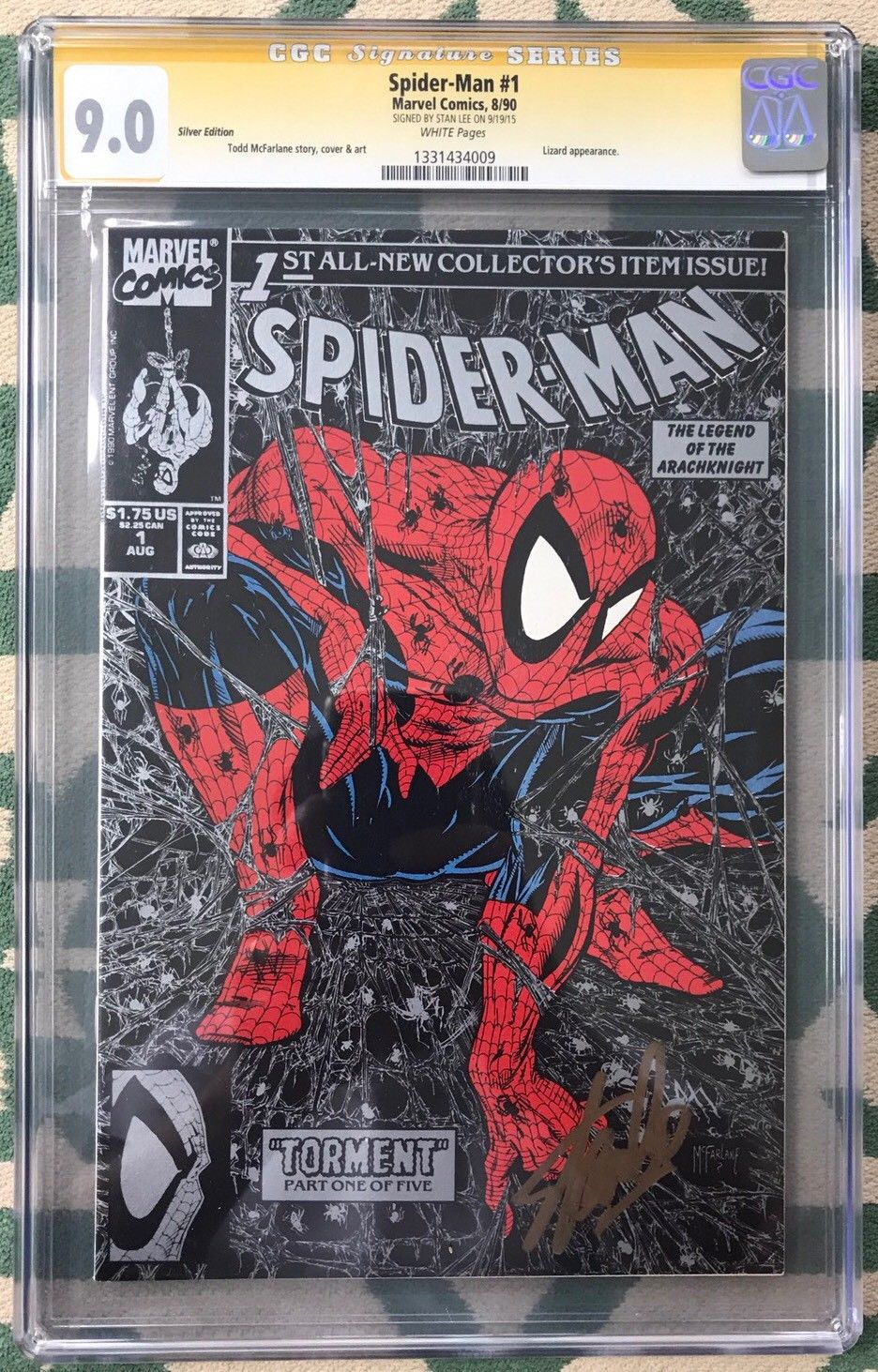 SPIDER-MAN #1 CGC 9.0 SIGNED AUTO AUTOGRAPH BY STAN LEE SILVER EDITION LIZARD