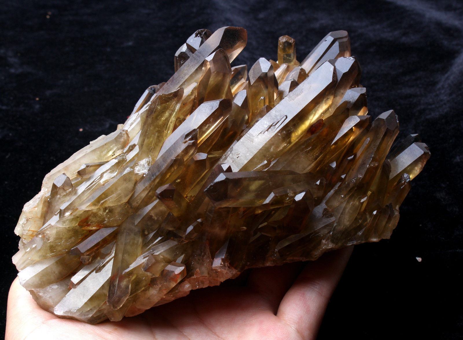 Natural Clear Smoky Citrine Quartz Point Crystal Cluster Healing Mineral 2.37lb