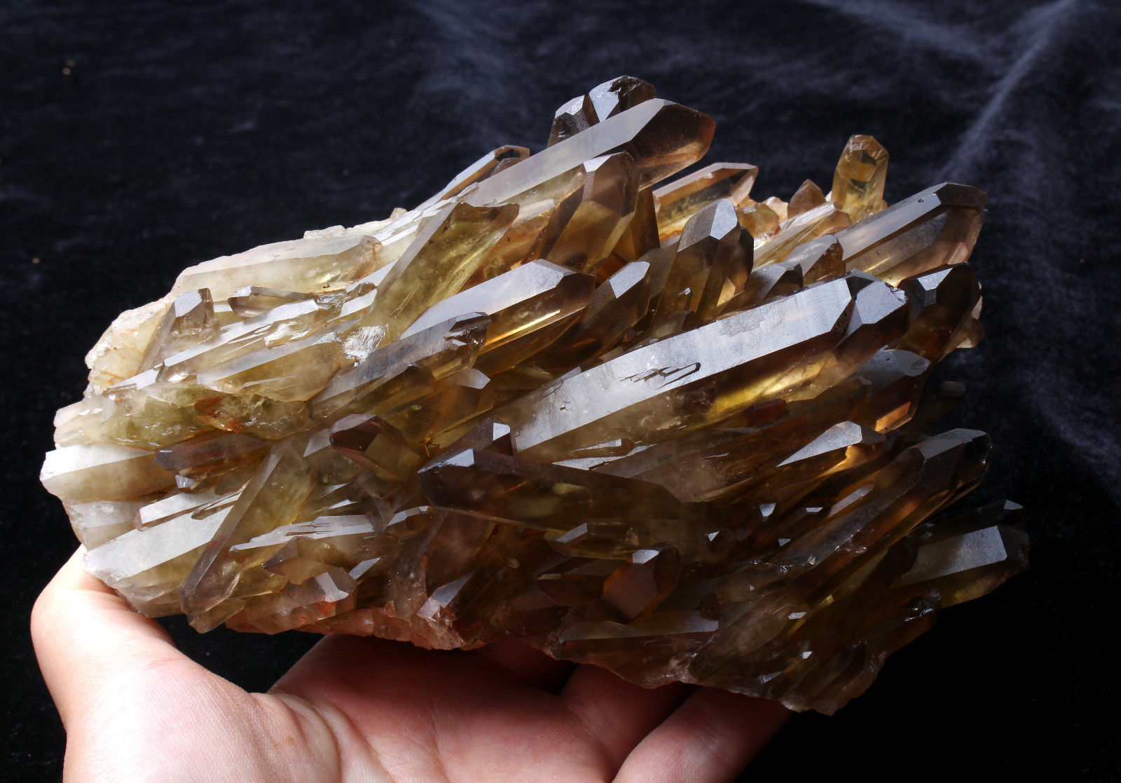 Natural Clear Smoky Citrine Quartz Point Crystal Cluster Healing Mineral 2.37lb