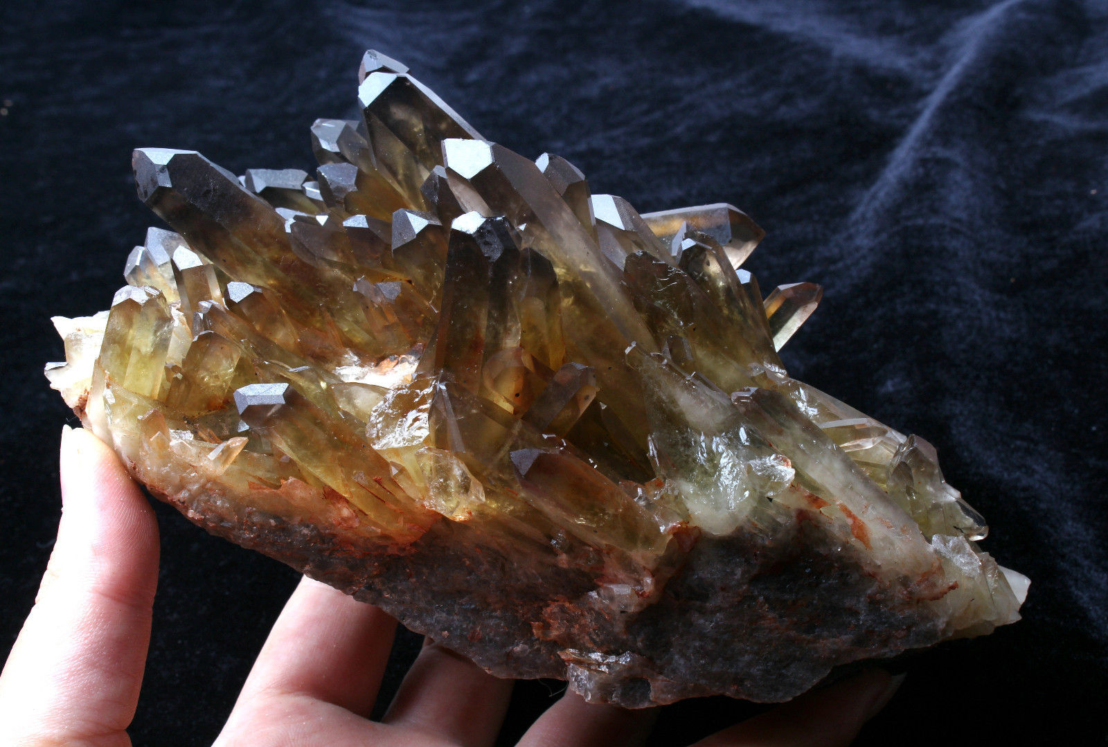 Natural Clear Smoky Citrine Quartz Point Crystal Cluster Healing Mineral 2.37lb