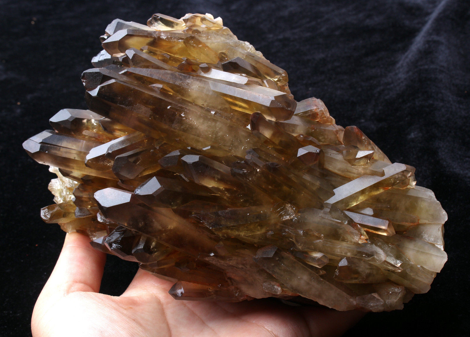 Natural Clear Smoky Citrine Quartz Point Crystal Cluster Healing Mineral 2.37lb