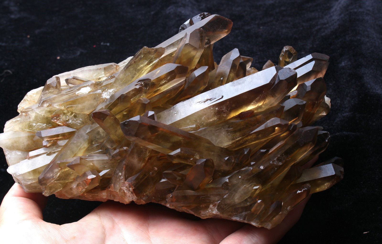 Natural Clear Smoky Citrine Quartz Point Crystal Cluster Healing Mineral 2.37lb