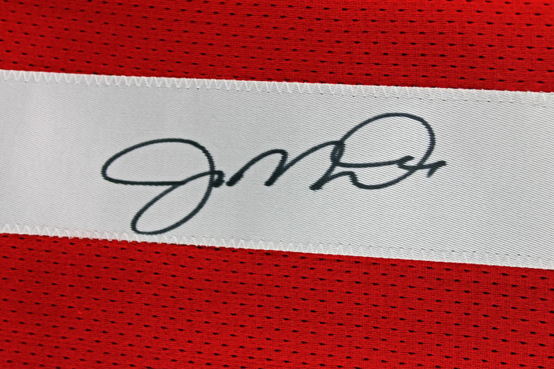 49ers Joe Montana Authentic Signed Red Jersey w/ Stats Autographed PSA/DNA