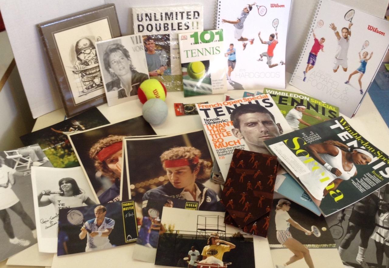 Lot 35 Assorted Tennis Magazines Memorabilia Evert McEnroe Photos Federer Serena