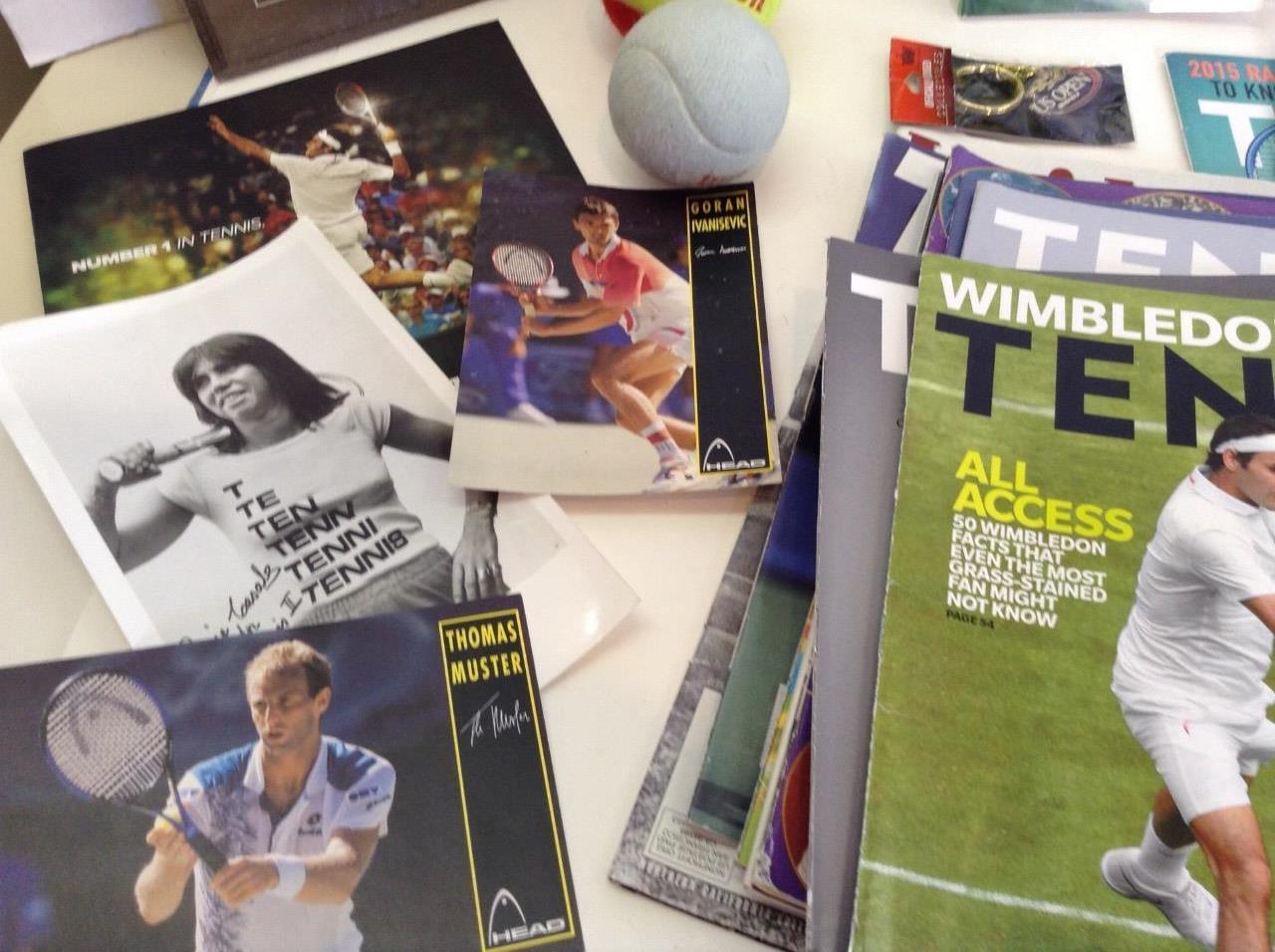 Lot 35 Assorted Tennis Magazines Memorabilia Evert McEnroe Photos Federer Serena