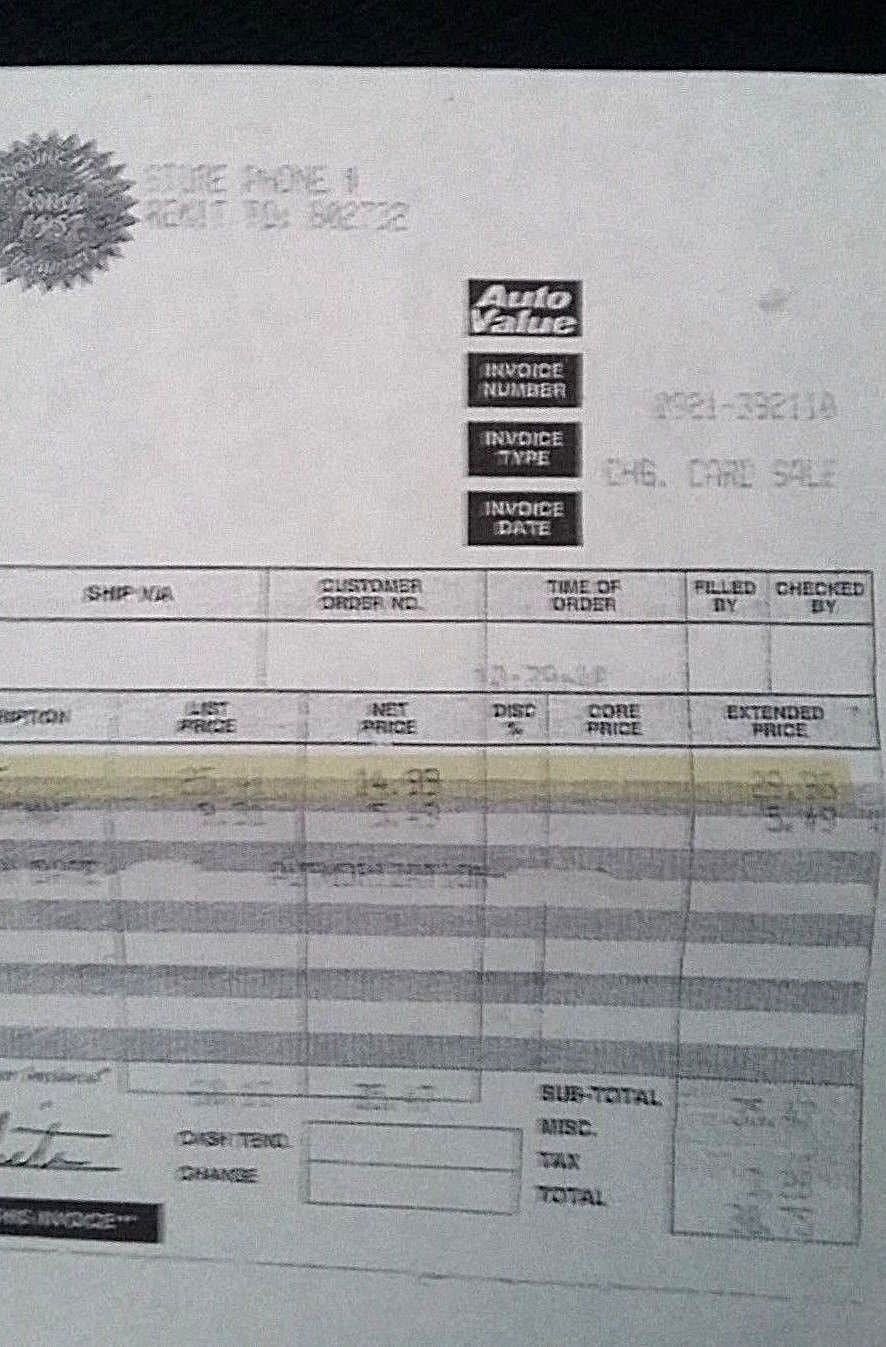 WALTER WHITE'S AUTO PARTS RECEIPT ! BREAKING BAD screen-used prop w/ SONY COA !