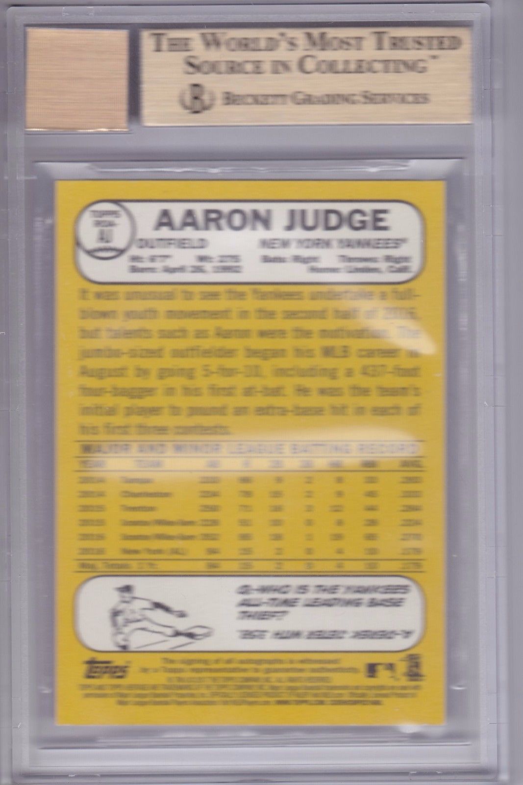 Aaron Judge Yankees RC 2017 Topps Heritage Real One Rookie Auto BGS 9.5 AU 10