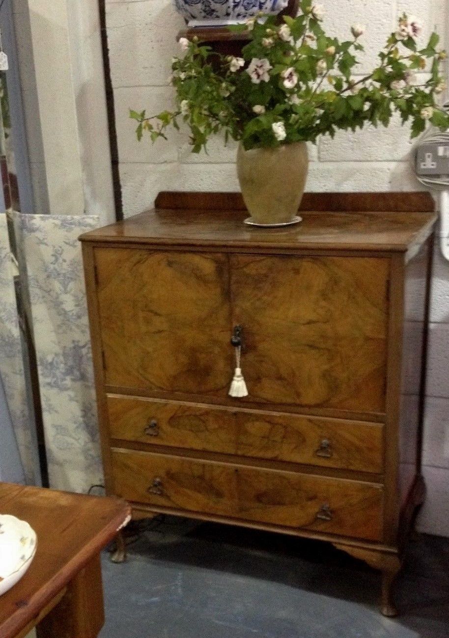 Vintage, (1930's) Walnut Cabinet, (Originally A Cocktail Cabinet).