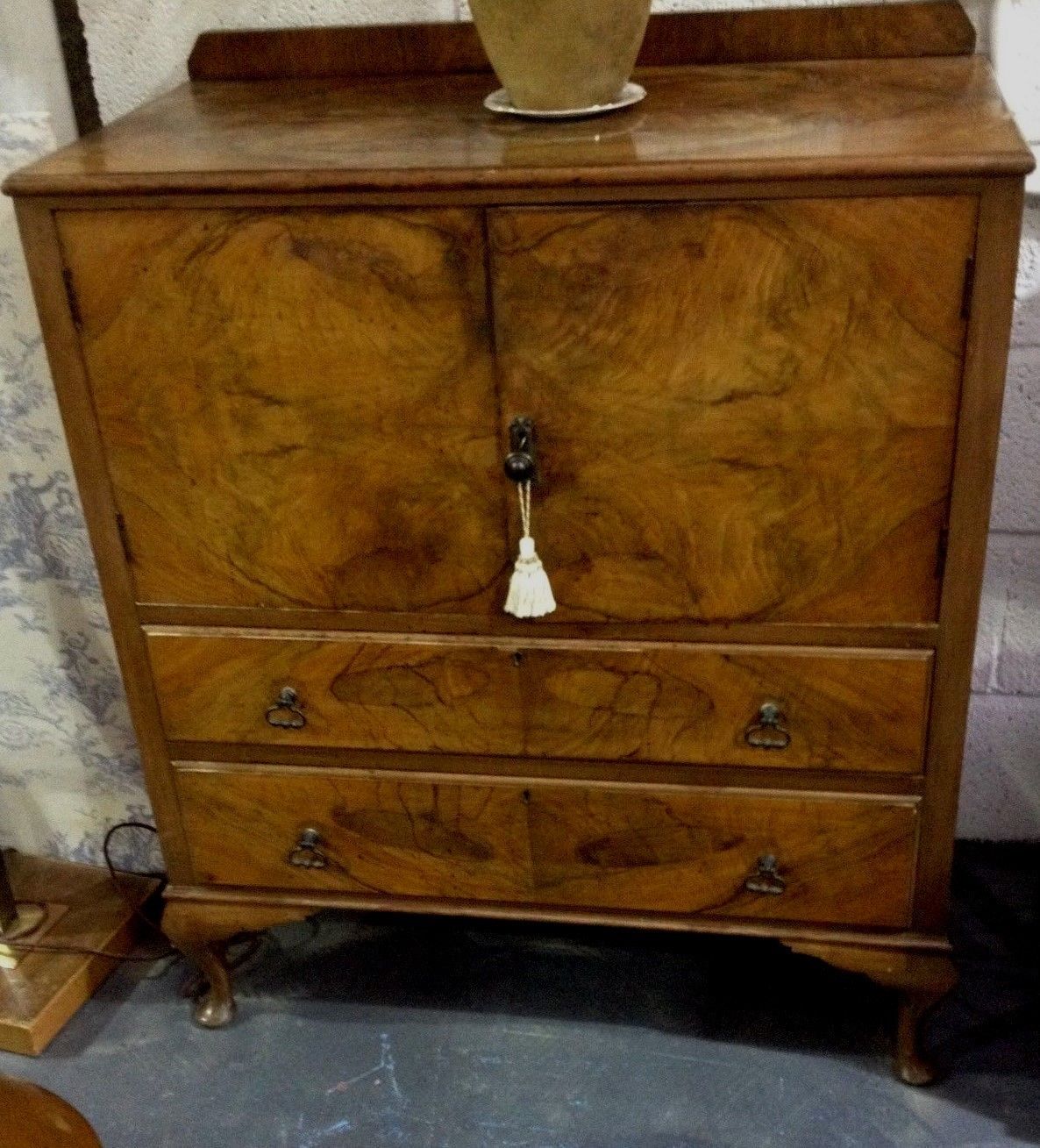 Vintage, (1930's) Walnut Cabinet, (Originally A Cocktail Cabinet).