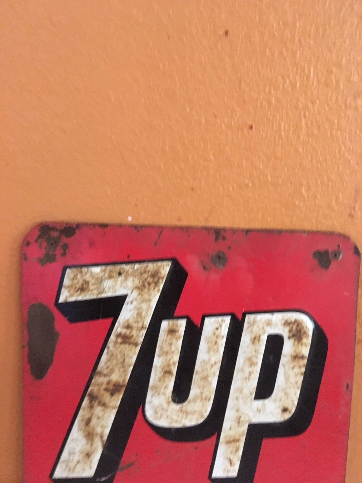 1940's 7 Up Metal Sign 10" X 10 1/2"  Embossed