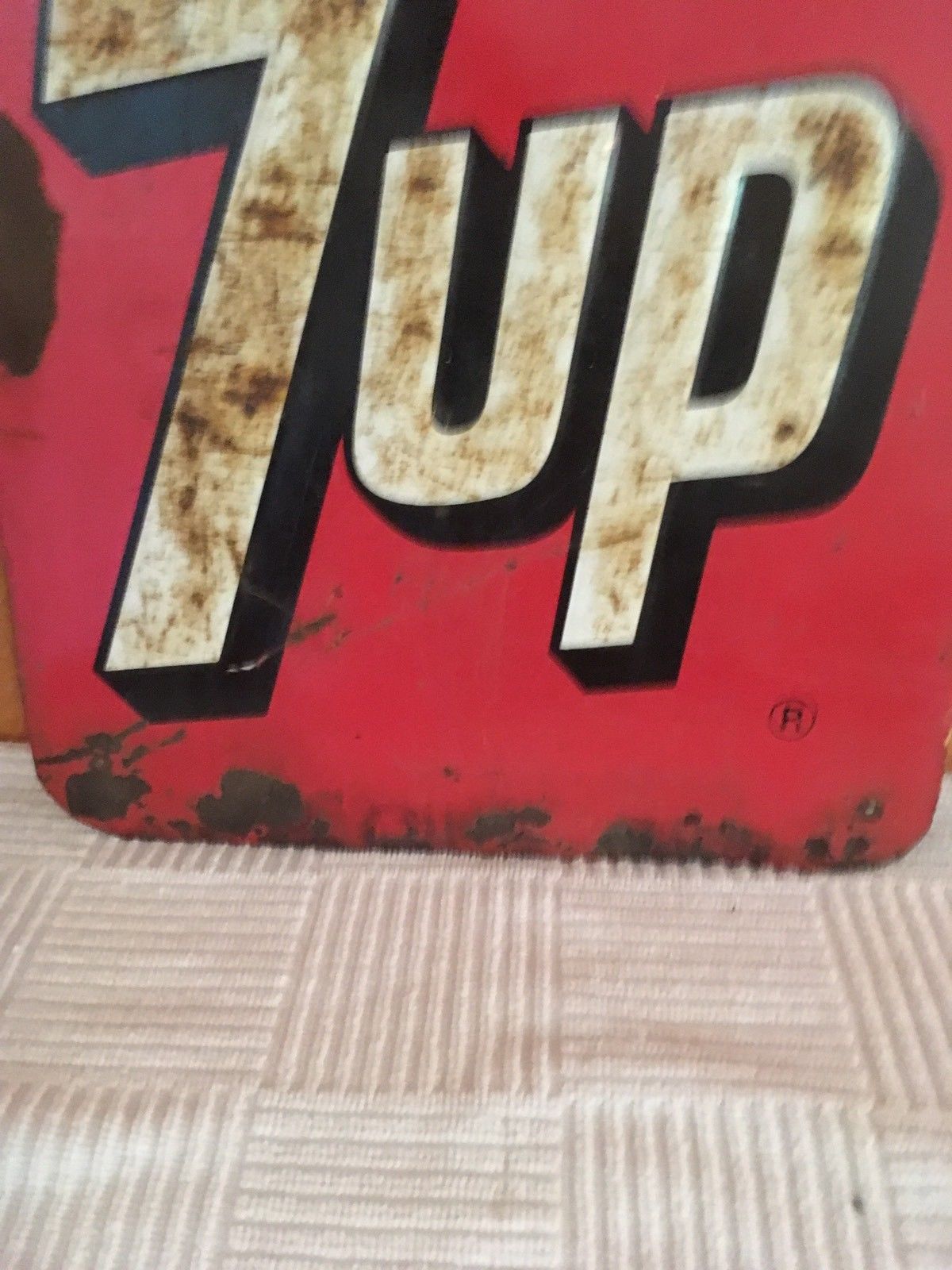 1940's 7 Up Metal Sign 10" X 10 1/2"  Embossed