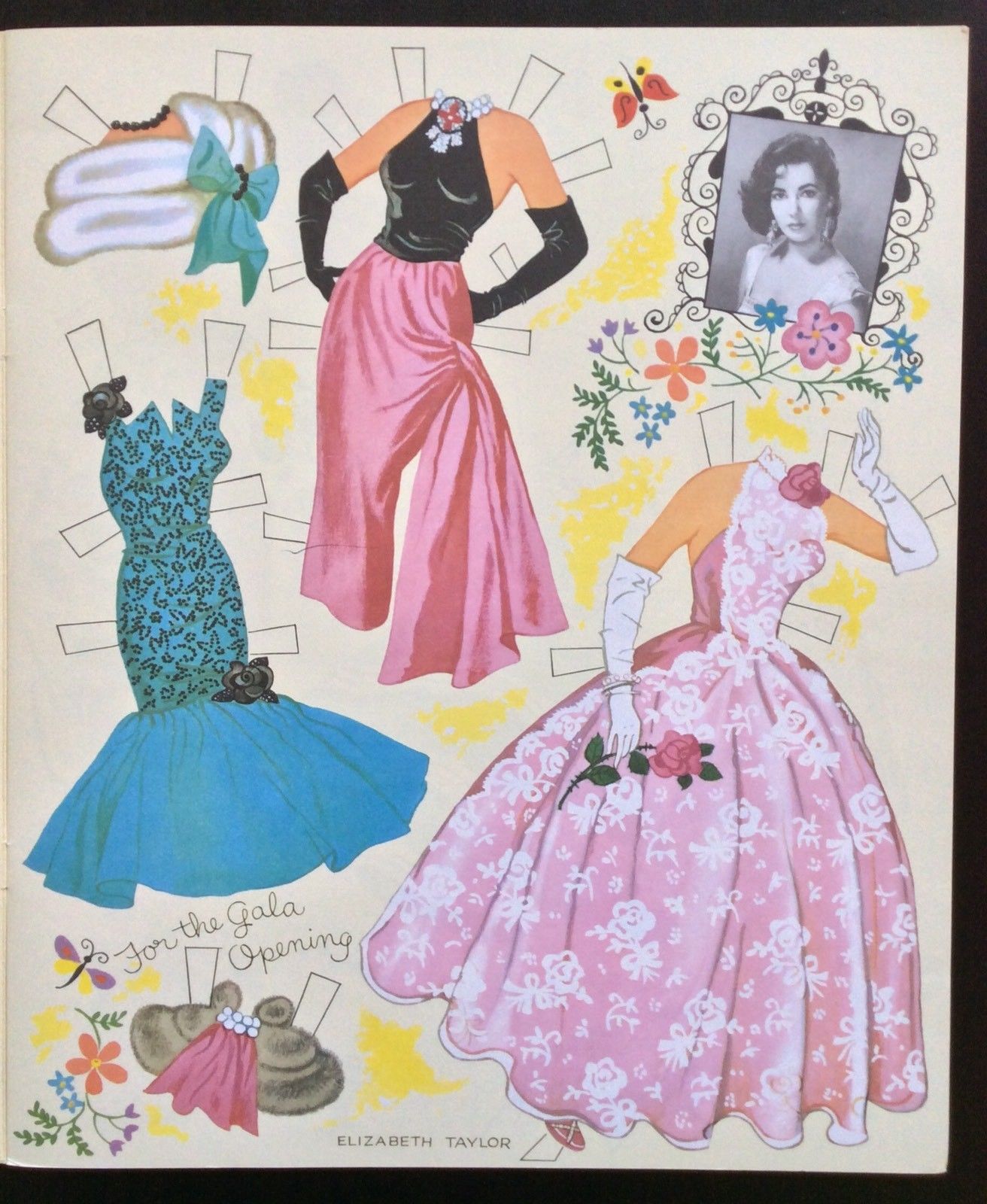 1957 Elizabeth Taylor Paper Dolls Book, Uncut 2001 Shackman Reprint