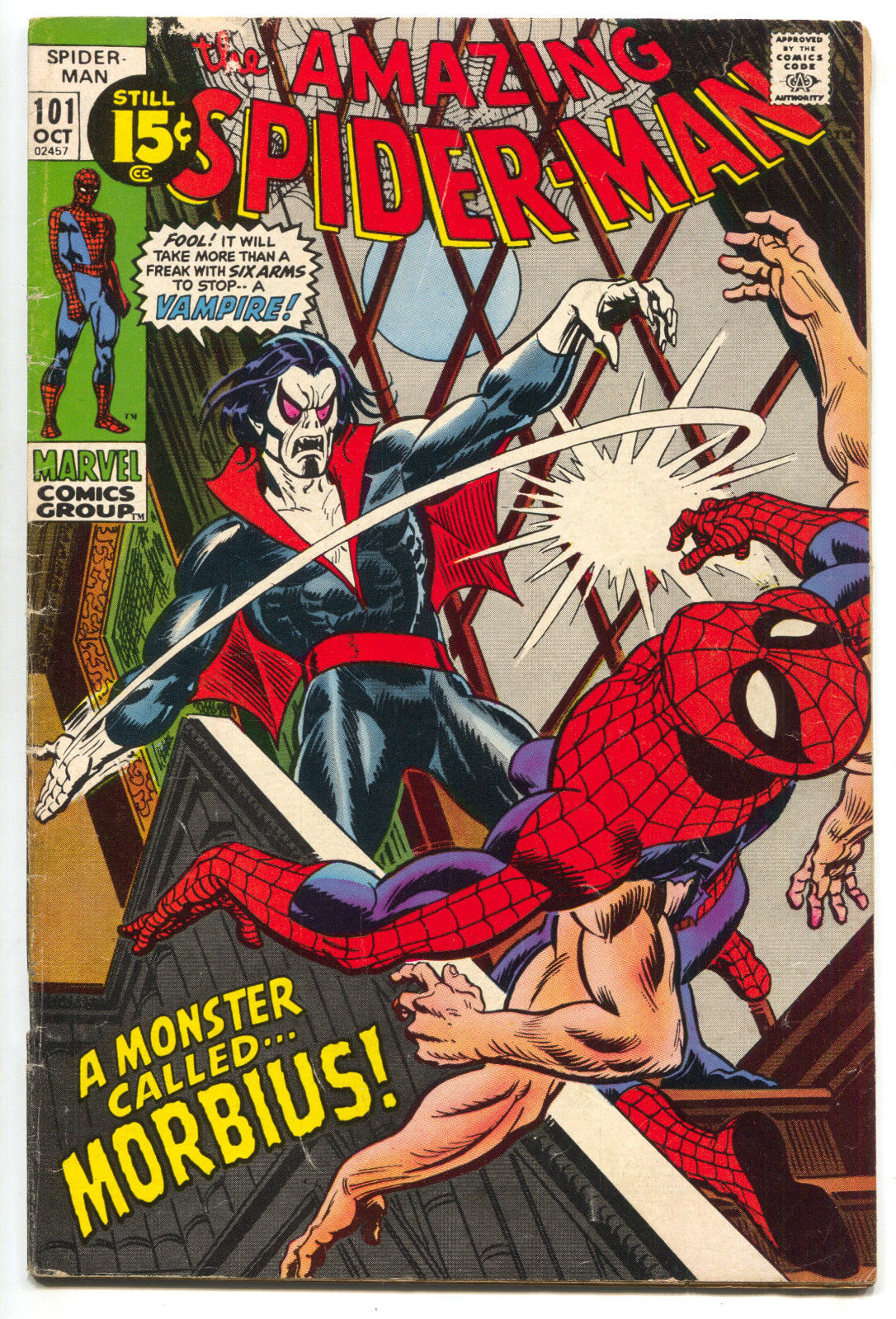 Amazing Spider-Man 101 Marvel 1971 FN 1st Morbius Lizard Six Arm Spidey