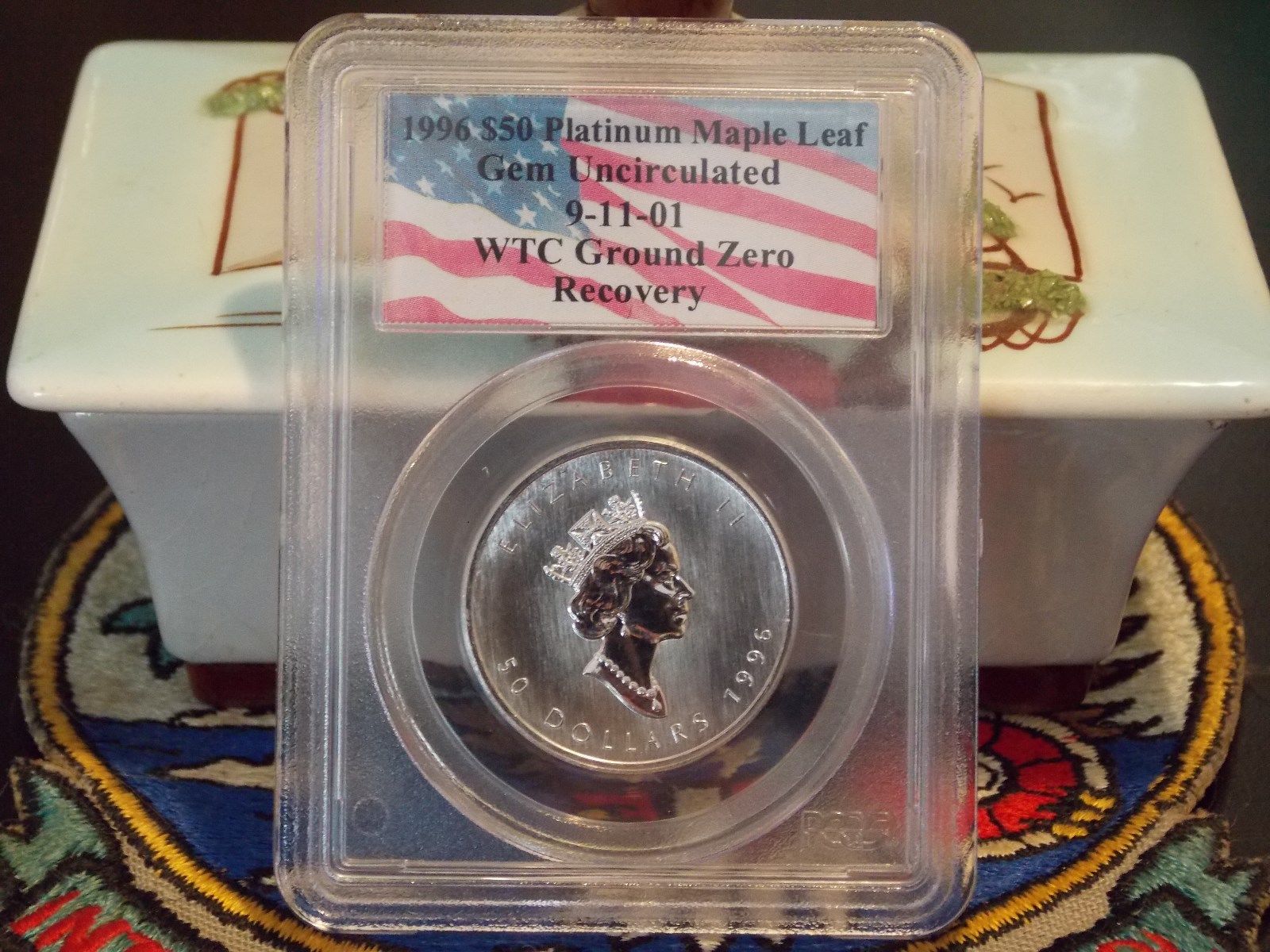 1996 $50 Platinum Canadian Maple Leaf PCGS WTC World Trade Center 911 recovery