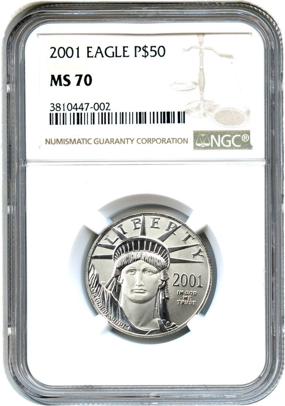 2001 Platinum Eagle $50 NGC MS70 - Statue Liberty 1/2 oz