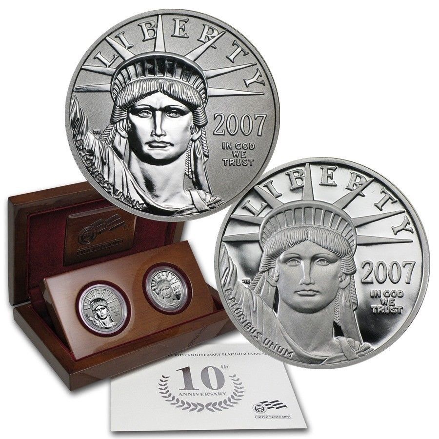 2007 10th Anniversary 9995 Platinum American Eagle 2 Coin Set