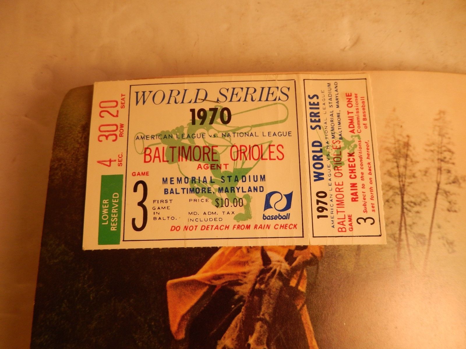 Vintage 1970 World Series Program Baltimore Orioles vs Cincinnati Reds + Ticket